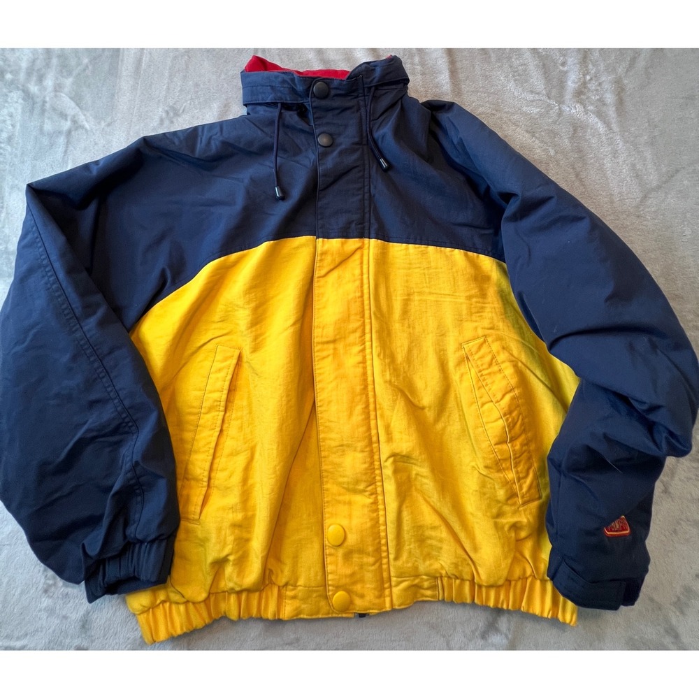 Dunbrooke Sport Jacket Mens Large Navy Yellow Bristol Bay Windbreaker